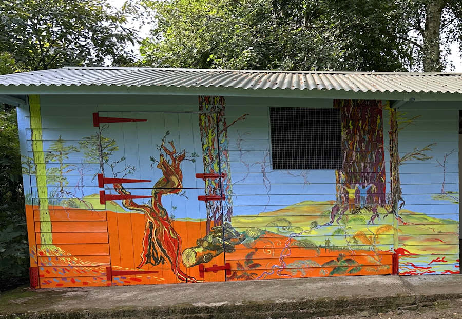 Mural on stable block in gardens